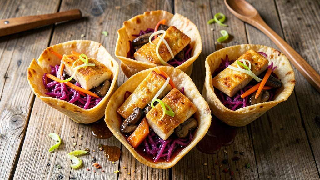 Vietnamese Taro Egg Roll Recipe: Crispy Tortilla Cups with Earthy Purple Swirls