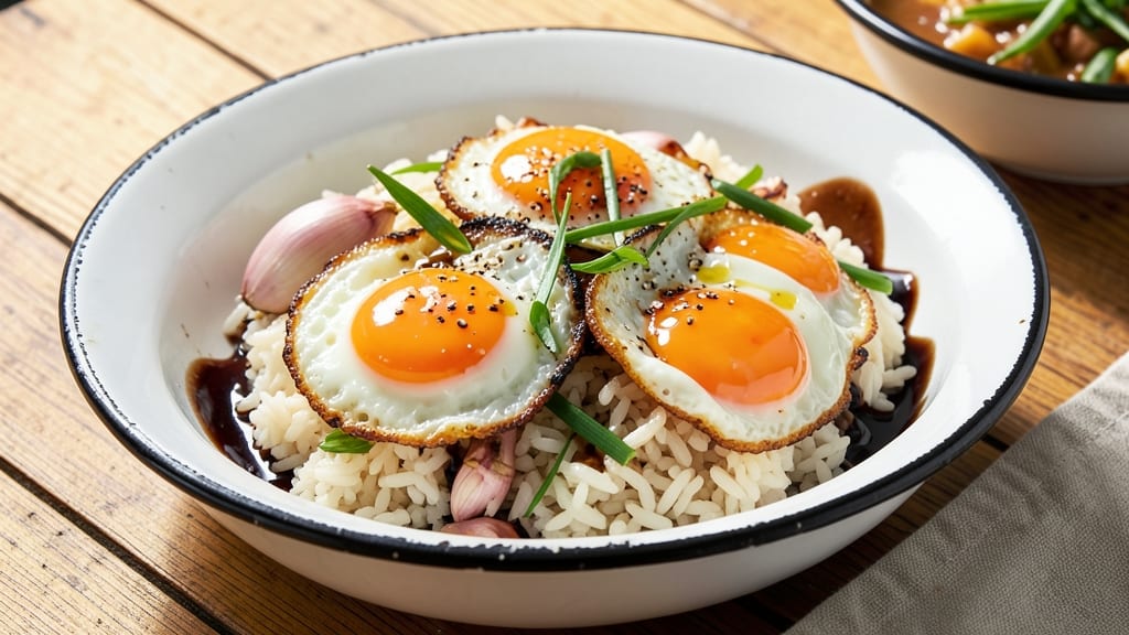 Street-Style Egg Rice Recipe: Crispy Tortilla Bites with Fragrant Garlic Heat