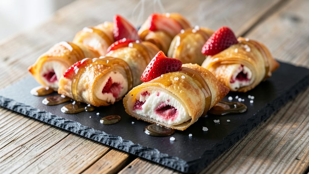 Strawberry Cheesecake Egg Roll Bites Recipe: Sweet-Tart Fusion in Crispy Tortilla Cups