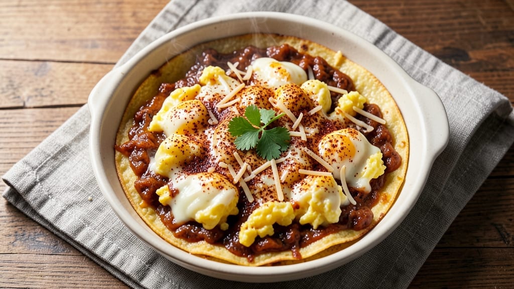 Spicy Egg Bake Recipe: Fiery Cheese and Tortilla Crunch in One Pan
