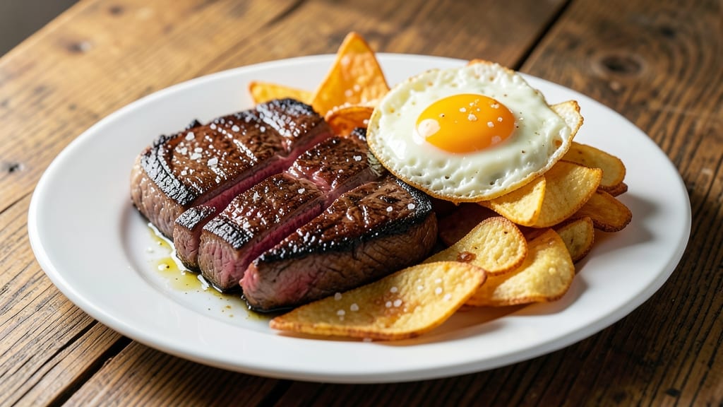 Steak Eggs and Chips Recipe: Hearty Brunch With Crispy Potatoes and Runny Yolks