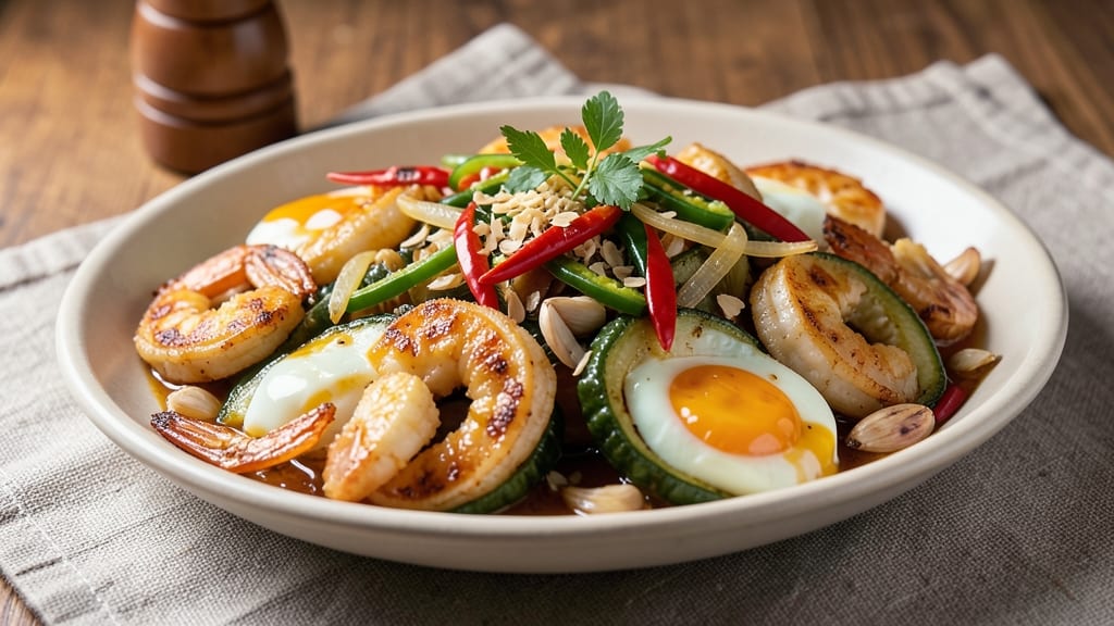Ampalaya With Egg and Shrimp Recipe: Silky Egg Ribbons in Spiced Squash Cream