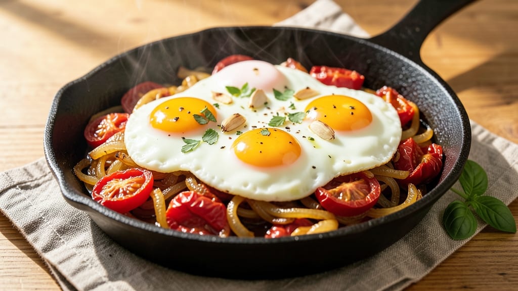 Tomato Egg Skillet Recipe: Sun-Dried Flavor With Crispy Edges