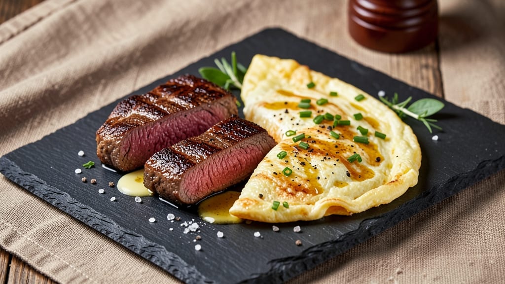 Steak and Egg Omelette Recipe: Hearty Breakfast With Caramelized Crust