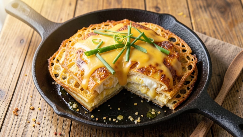 Taiwanese Egg Pancake Recipe: Crispy Tortilla Cups With Runny Yolk Brilliance