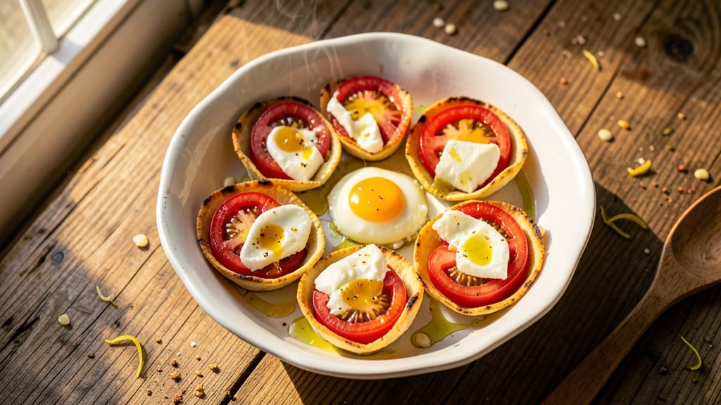Tomato Mozzarella Egg Recipe: Crispy Tortilla Cups With Gooey Cheese & Perfect Poach