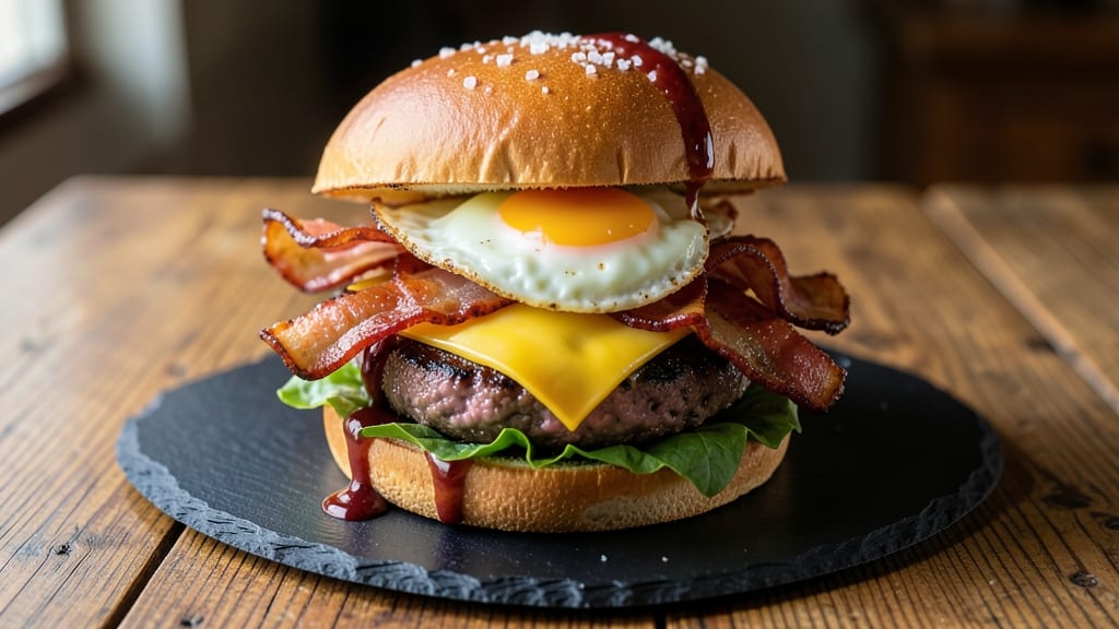 Bacon and Egg Burger Recipe: Crispy Bacon-Laced Patties With Runny Yolk Magic