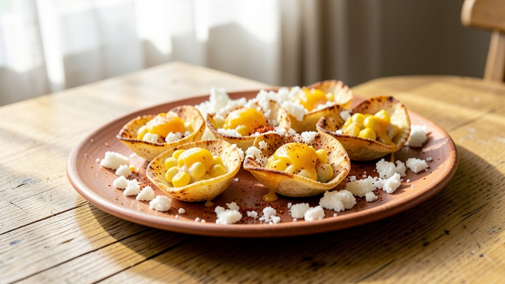 Sweet Corn and Egg Recipe: Crispy Tortilla Cups Filled With Silky Yolk