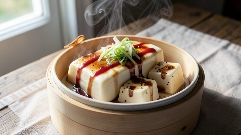 Steamed Egg Tofu Chinese Recipe: Silky Silk Ribbons in Light Ginger Broth