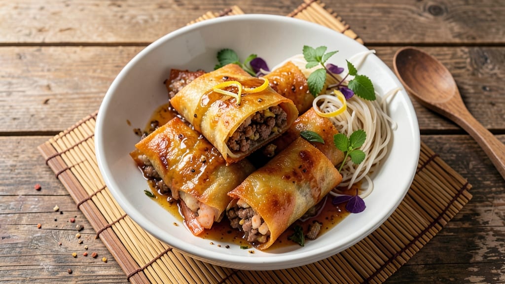 Vietnamese Fried Egg Roll Recipe: Crispy Tortilla Cups with Fragrant Lemongrass Filling