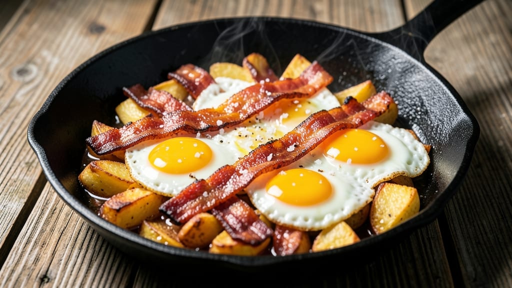 Bacon Egg Potato Skillet Recipe: One-Pan Breakfast with Crispy Edges and Runny Yolk Magic