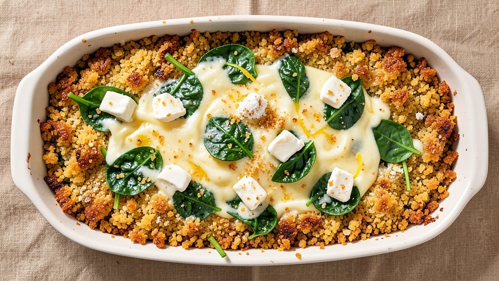Spinach Cheese Egg Bake Recipe: Layered Crispy Top and Silky Egg Custard