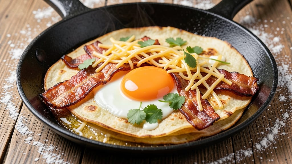 Bacon and Egg Don Recipe: Crispy Tortilla Cups with Smoky Breakfast Filling