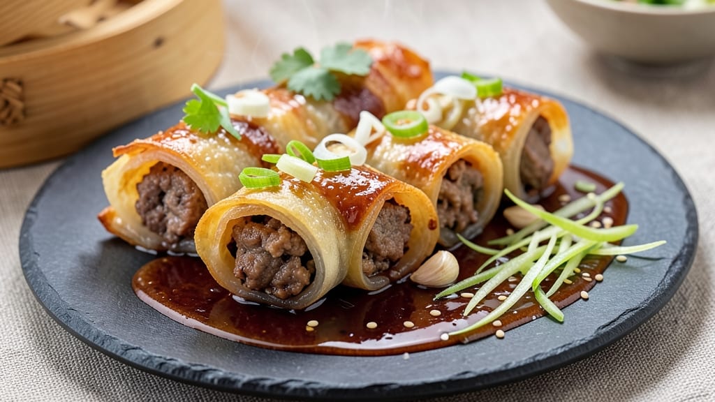 Yard House Moo Shu Egg Rolls Recipe: Crispy Tortilla Cups Stuffed With Savory Pork and Scallion Oil