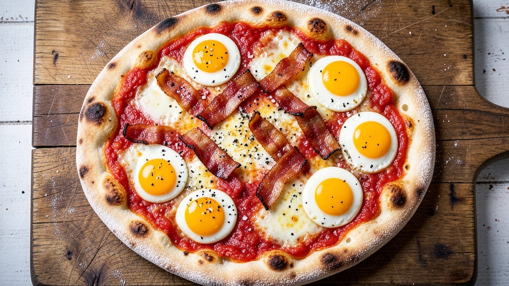 Bacon and Egg Pizza Recipe: Crispy Crust With Smoky Yolk Magic